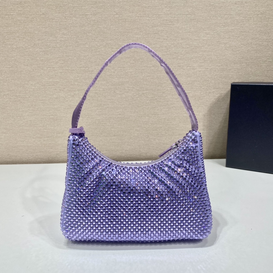 Prada Mini Duchesse And Crystal 2000 Hobo Bag Handbag Purple 1NE515